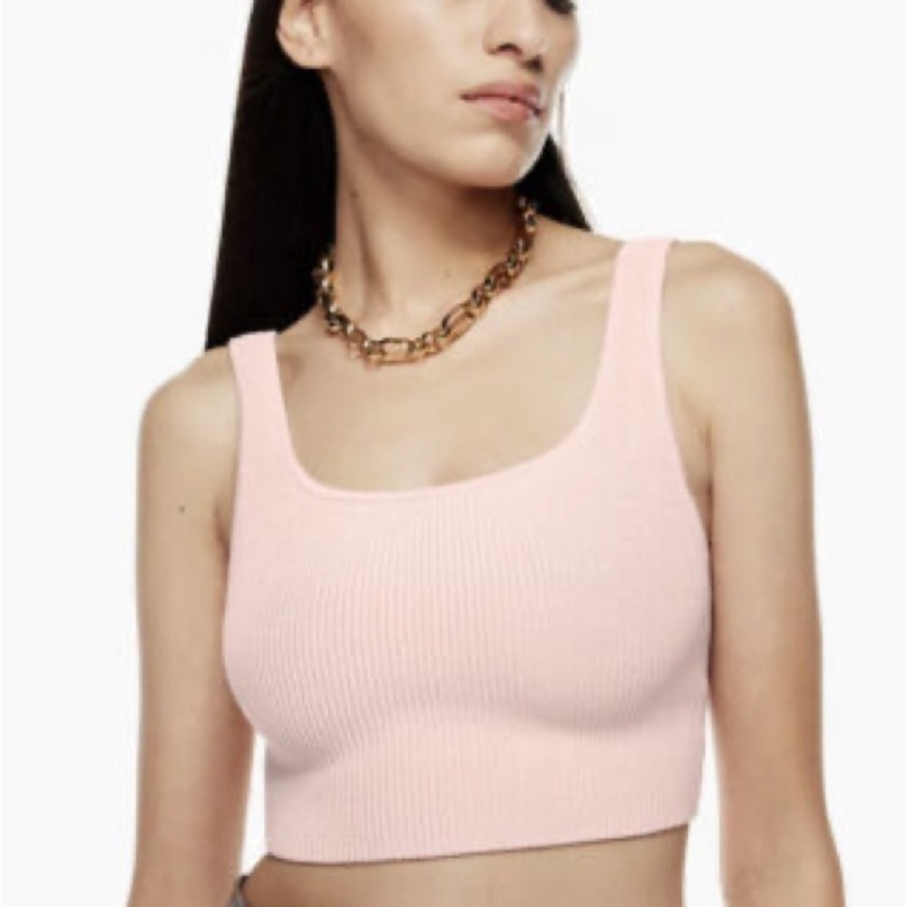 Aritzia Blanton Women's Pink Ribbed Crop Top